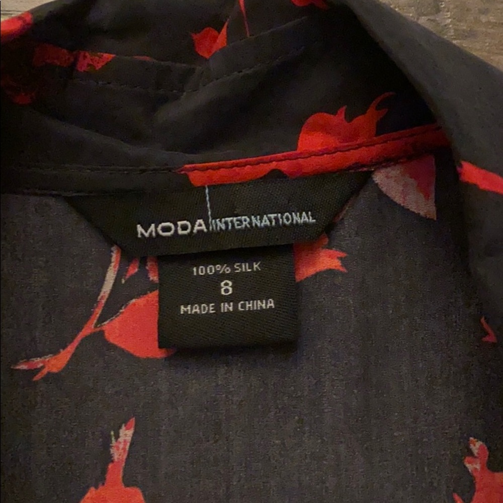 100% Silk MODA International Roses Dress - Picture 6 of 7